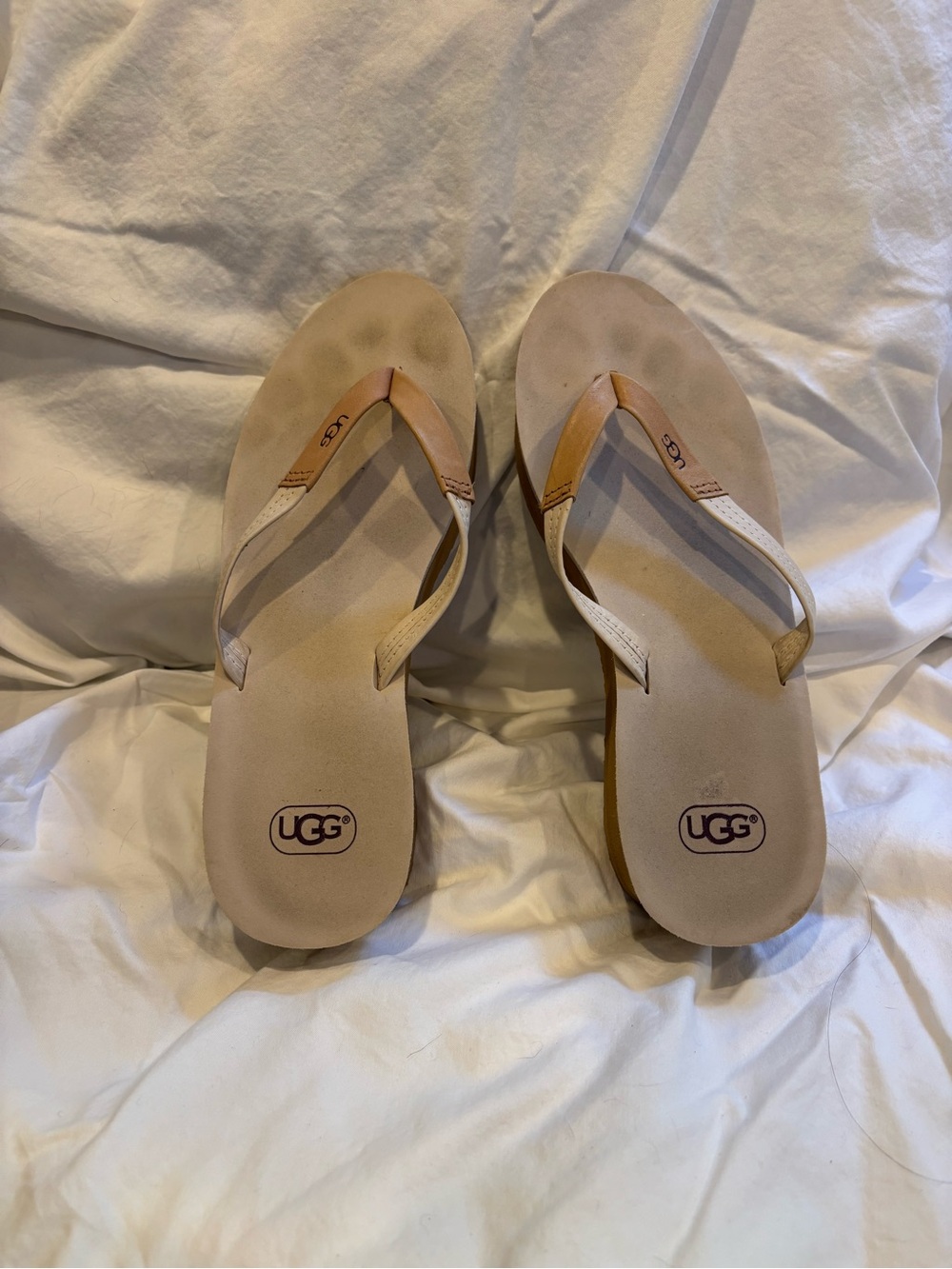 UGG Ruby Leather Wedge Flip-Flop Sandals Size 7